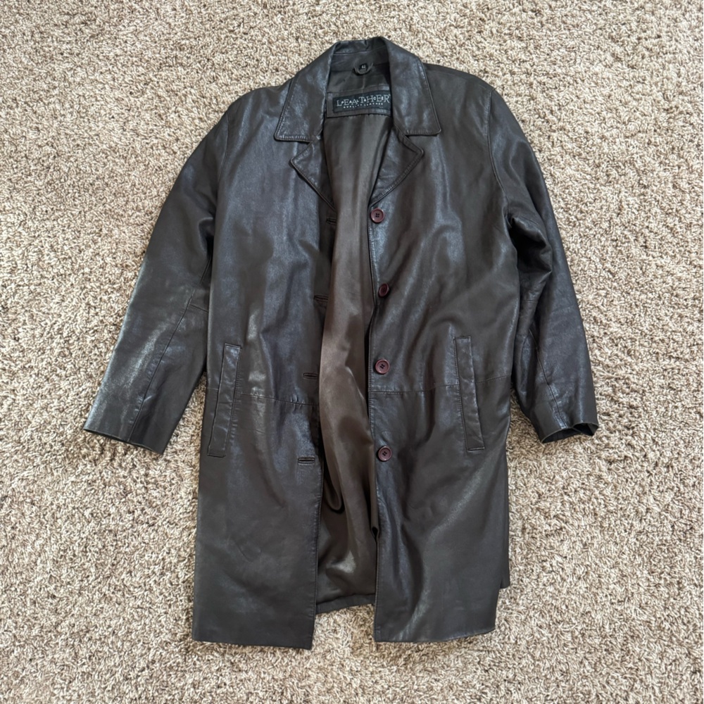 Vintage Dark Brown Leather Coat
